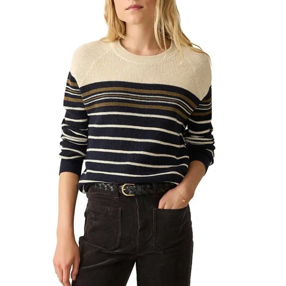 Faherty XXL Womens Crew Neck Striped Pullover Sweater Organic Cotton Cashmere - Picture 4 of 10